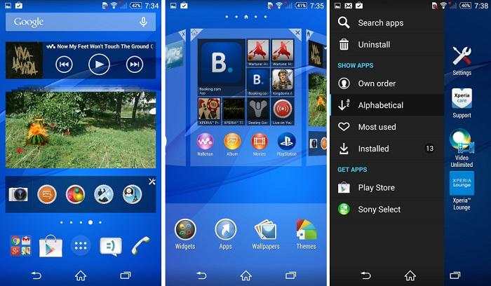 Giao diện quen thuộc trên Xperia Z3