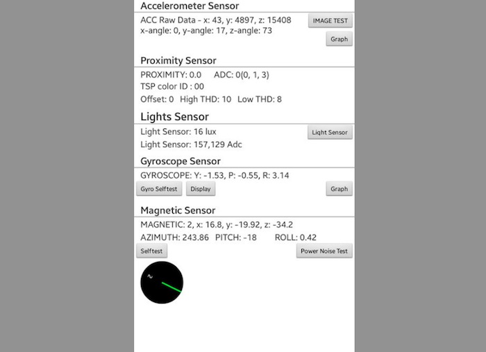 Thông số cảm biến trong mục Sensor