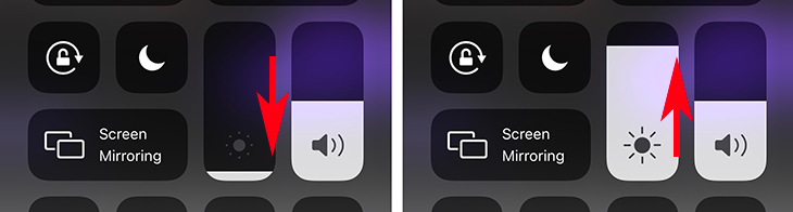 Tăng giảm sáng màn hình iPhone thông qua Control Center
