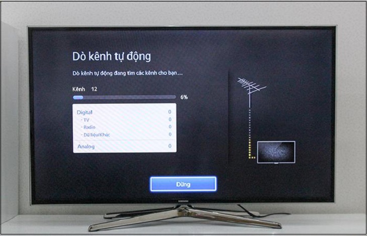 Cách dò kênh Smart tivi Samsung 2014 đơn giản > Tiến hành dò kênh tự động trên tivi samsung