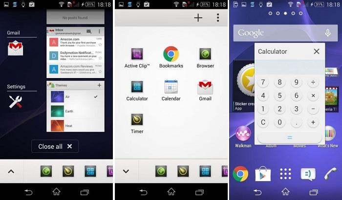 Giao diện đa nhiệm trên Xperia E3