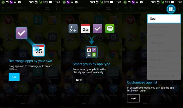 Asus ZenUI 1.3.0.141024 có thêm tính năng tạo thư mục chứa các ứng dụng bên trong 