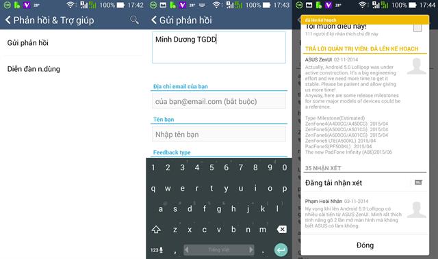 Phản hồi thông tin đến Asus và đăng tải một chủ đề nào đó lên Diễn đàn người dùng