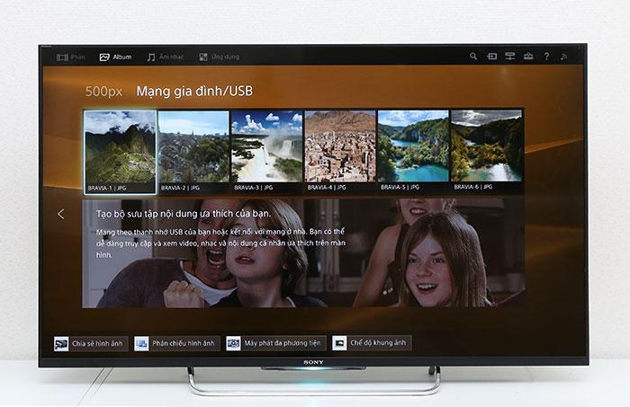 Giao diện Sony Entertainment Network của tivi Sony > Xem hình ảnh trên 500px hoặc xem hình ảnh kết nối thiết bị bên ngoài qua kết nối USB hoặc kết nối không dây