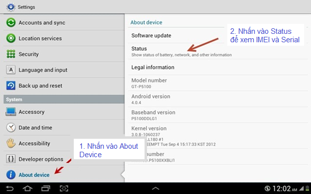Xem IMEI ở setting của Android
