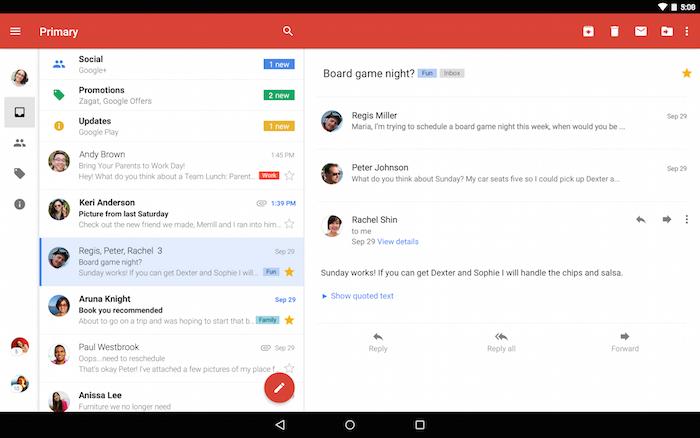 Gmail cho Android cập nhật phiên bản mới theo phong cách phẳng