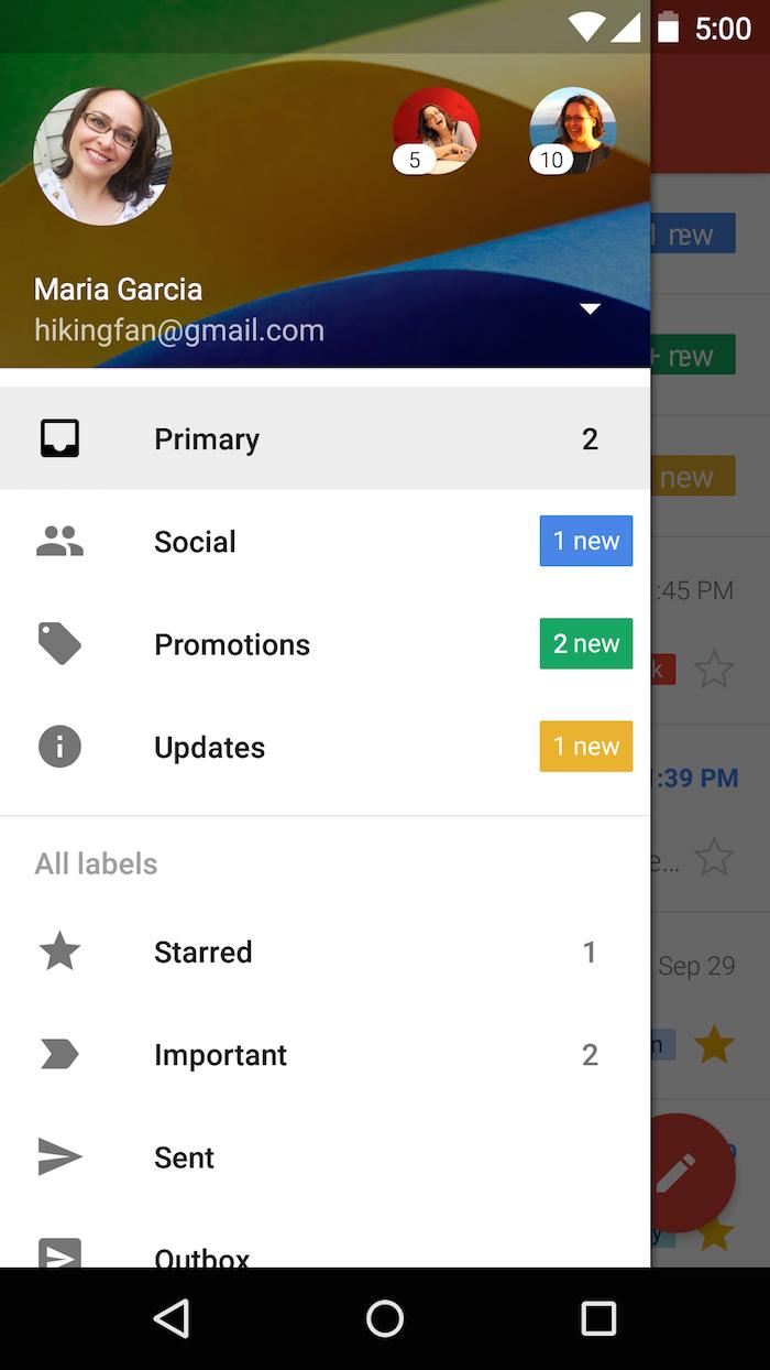 Gmail cho Android cập nhật phiên bản mới theo phong cách phẳng