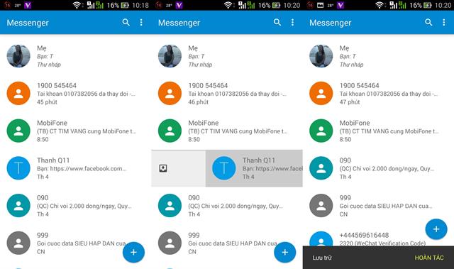 Giao diện chính trên Google Messenger