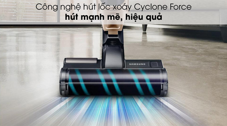 Máy hút bụi không dây Samsung VS03R6523J1/SV sở hữu công nghệ hút lốc xoáy Cyclone Force