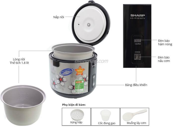 Nồi cơm nắp gài Sharp KS-R181STV
