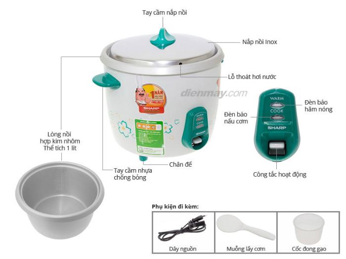 Nồi cơm nắp rời Sharp KSH-211V