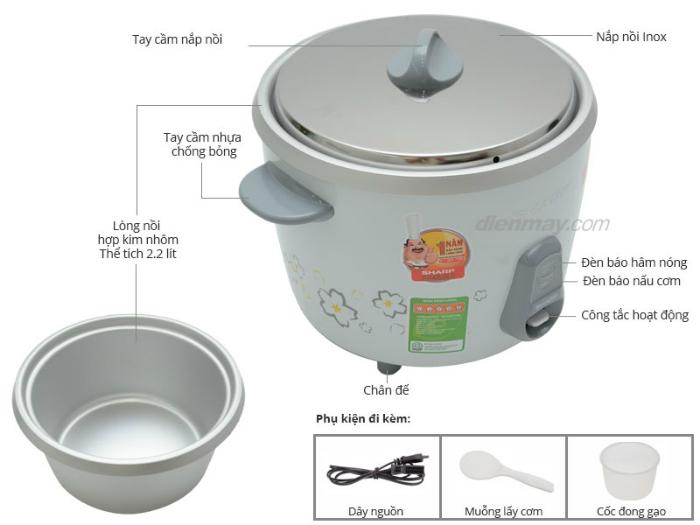 Nồi cơm nắp rời Sharp KSH-222V