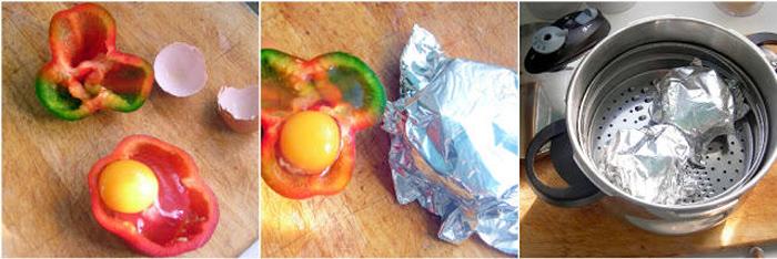 Trứng chần rau củ