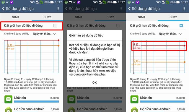 Đặt giới hạn dữ liệu di động