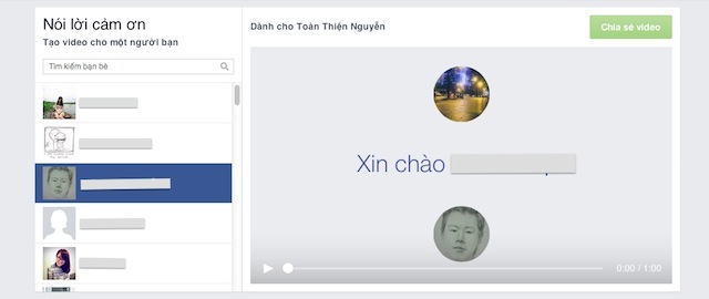 Chọn một người bạn trong danh sách bạn