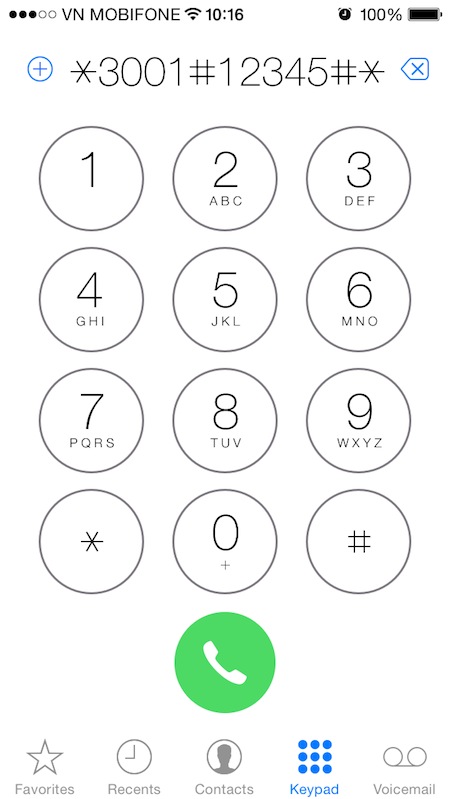 Bấm dãy số để vào chế độ Field Test Mode