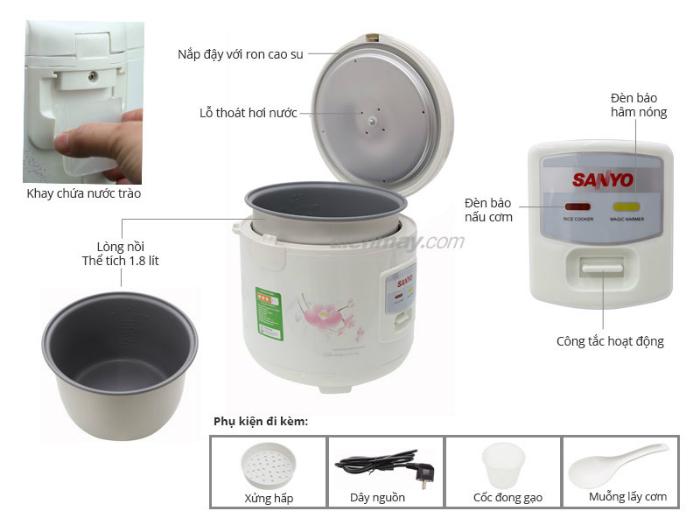 Nồi cơm nắp gài Sanyo ECJ-SP18A(WF)