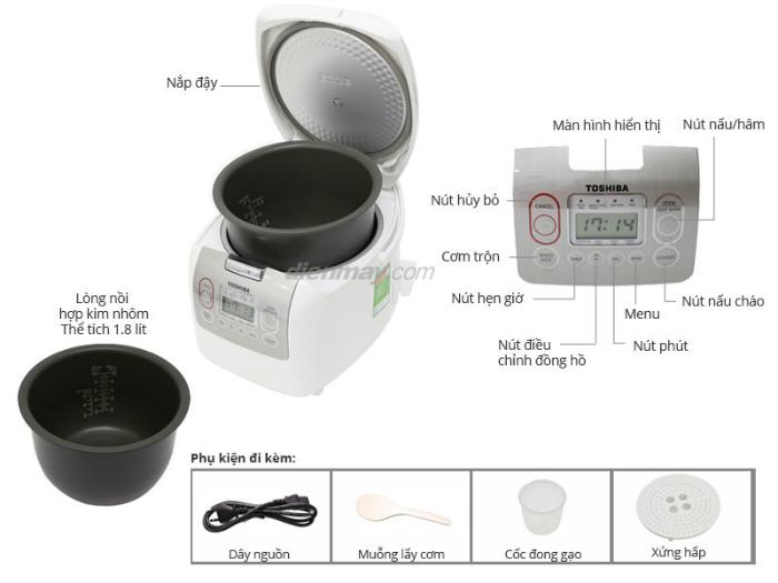 Nồi cơm điện tử Toshiba RC-18NMF(WT)V