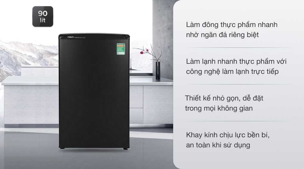 Tủ lạnh Aqua 90 lít AQR-D99FA(BS) có giá 3.090.000đ đang được bán tại Điện máy XANH