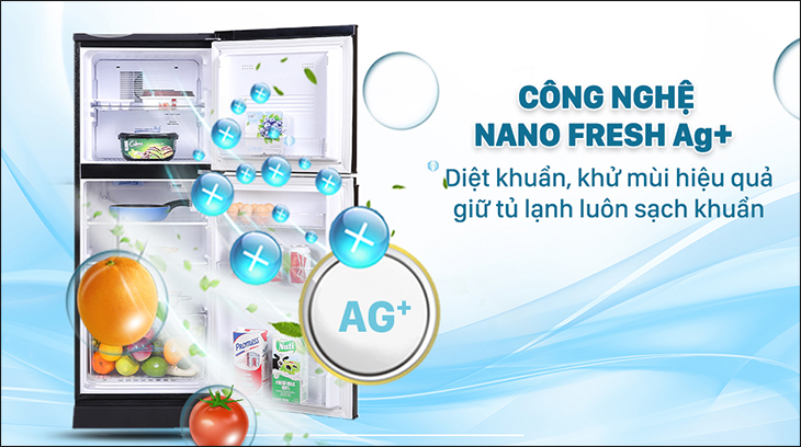 Tủ lạnh AQUA 130l AQR-T150FA(BS) - Công nghệ kháng khuẩn Nano Fresh Ag+