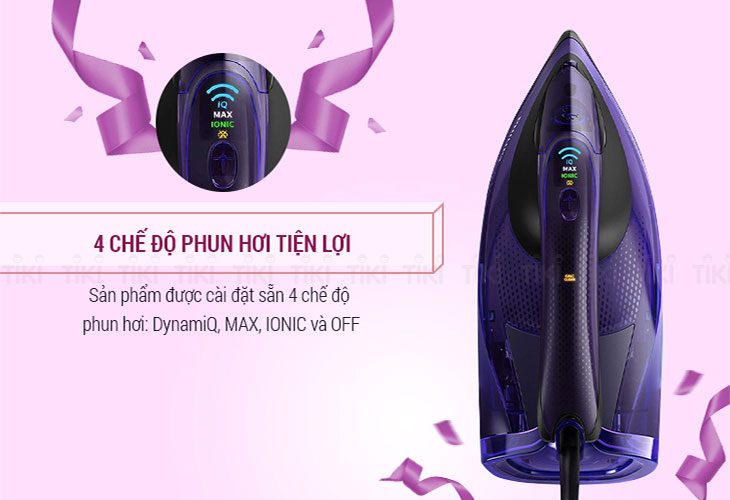 Các tính năng trên bàn ủi hơi nước > Phun hơi nước IONIC