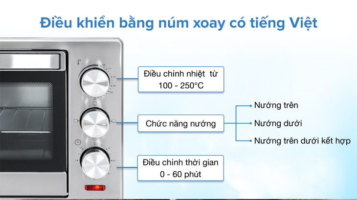 Tìm hiểu tất tần tật các tính năng, công dụng của lò nướng > Lò nướng Mishio MK-254 25 lít