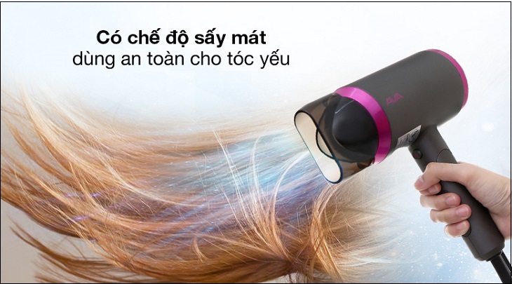 Máy sấy tóc 1800W AVA RCY-7044 có chế độ sấy mát, phù hợp với sấy tóc yếu