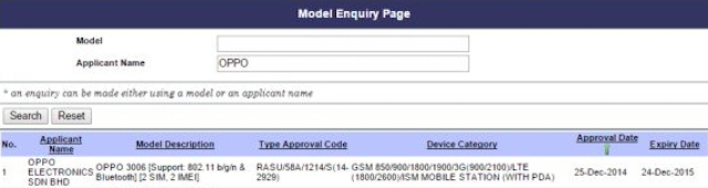 Sự tồn tại của Oppo 3006 bị ghi nhận