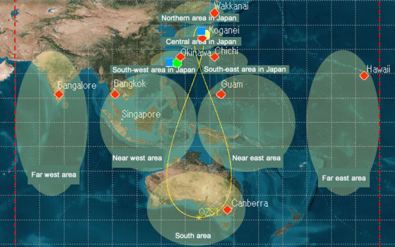 QZSS chủ yếu hoạt động ở Nhật và khu vực châu Á - Thái Bình Dương