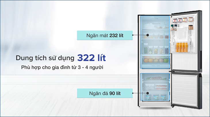 Tủ lạnh Toshiba dùng tốt không? 7 lý do nên mua tủ lạnh Toshiba > Tủ lạnh Toshiba Inverter 322 lít GR-RB405WE-PMV(06)-MG có ngăn đá dưới