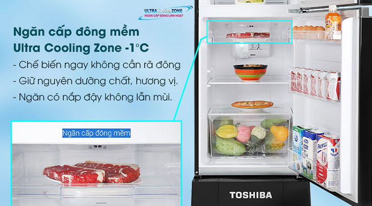Tủ lạnh Toshiba dùng tốt không? 7 lý do nên mua tủ lạnh Toshiba > Tủ lạnh Toshiba Inverter 194 lít GR-A25VM(UKG1) được trang bị tính năng Ultra Cooling Zone -1 độ C