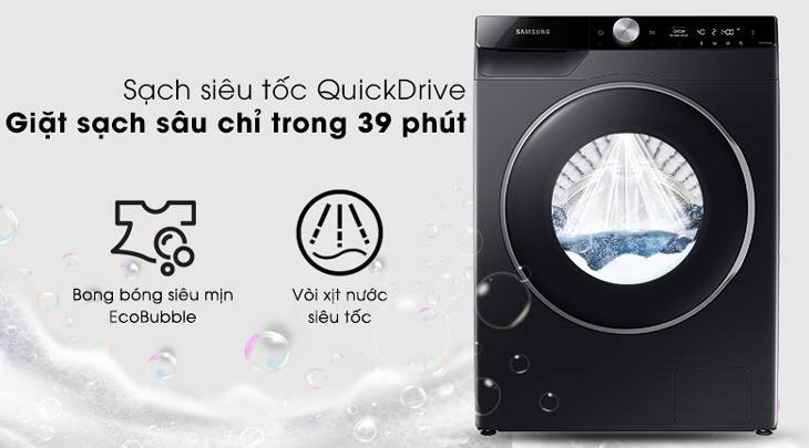 Chế độ giặt nhanh Quick Drive trên Máy giặt sấy Samsung Inverter 12 kg WD12TP34DSX/SV tiết kiệm thời gian chờ đợi, phù hợp cho những người bận rộn