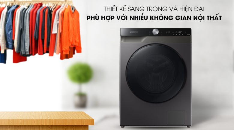 Máy giặt sấy Samsung AI Inverter 14kg WD14TP44DSB/SV thuộc kiểu máy giặt lồng ngang hiện đại, sang trọng