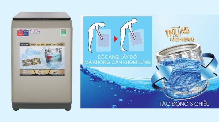 Thiết kế lồng giặt nghiêng dễ thao tác khi sử dụng