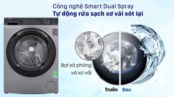 Công nghệ Smart Dual Spray rửa sạch xơ vải xót lại, đảm bảo chất lượng giặt sạch