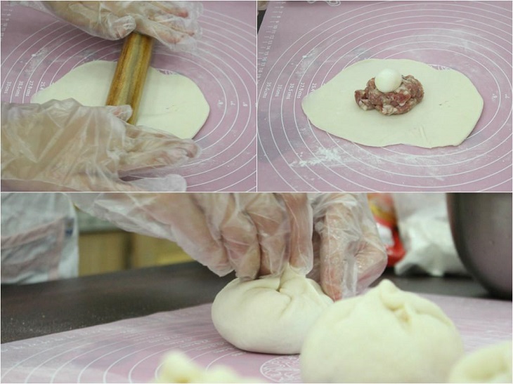 Bước 3 Tạo hình bánh Bánh bao trứng cút thịt heo