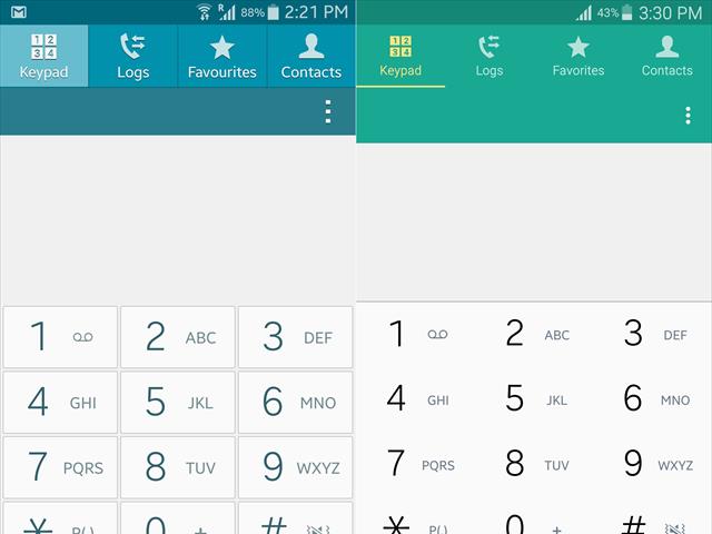 Những thay đổi trên giao diện TouchWiz cũ (bên trái) và mới (bên phải)