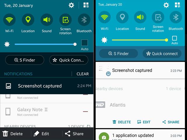 Những thay đổi trên giao diện TouchWiz cũ (bên trái) và mới (bên phải)