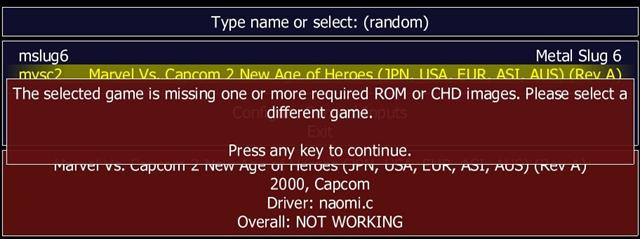 mame64 metal slug 6 rom not working