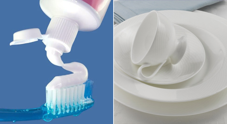 Use toothpaste to remove stains on porcelain dishes