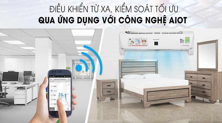 Sharp trang bị công nghệ AIoT, cho phép điều khiển máy lạnh từ xa bằng điện thoại dễ dàng