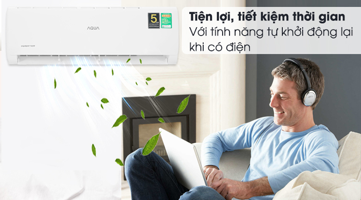 Tính năng tự khởi động lại khi có điện trên máy lạnh Aqua Inverter 1 HP AQA-KCRV10TK giúp tiết kiệm thời gian cho người dùng