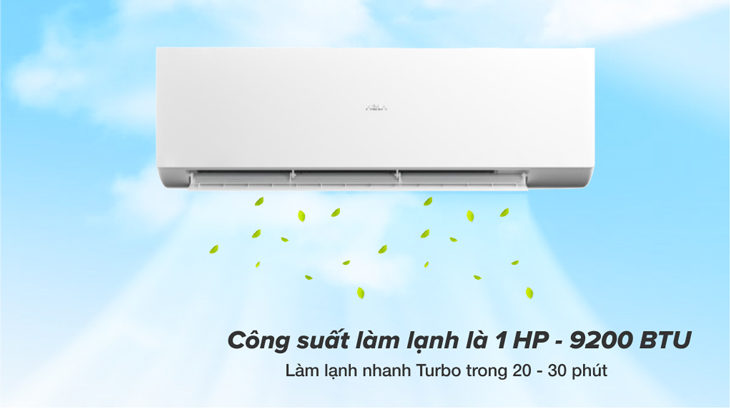 Máy lạnh AQUA Inverter 1 HP AQA-KCRV10XAW có công suất làm lạnh 1 HP - 9200 BTU, làm lạnh tối ưu cho không gian dưới 15m²