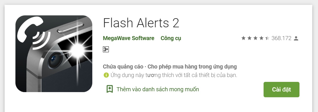 Cách làm đèn flash nháy sáng khi có cuộc gọi, tin nhắn, hay thông báo > Tải ứng dụng