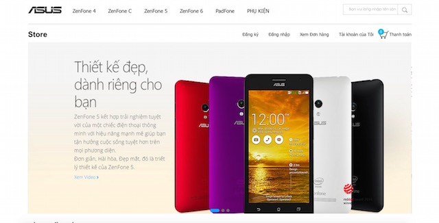 Trang bán hàng mới của Asus