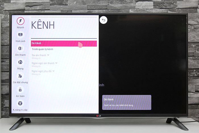 Cách dò kênh tivi LG trên hệ điều hành NetCast > Trong Kênh chọn vào dò kênh