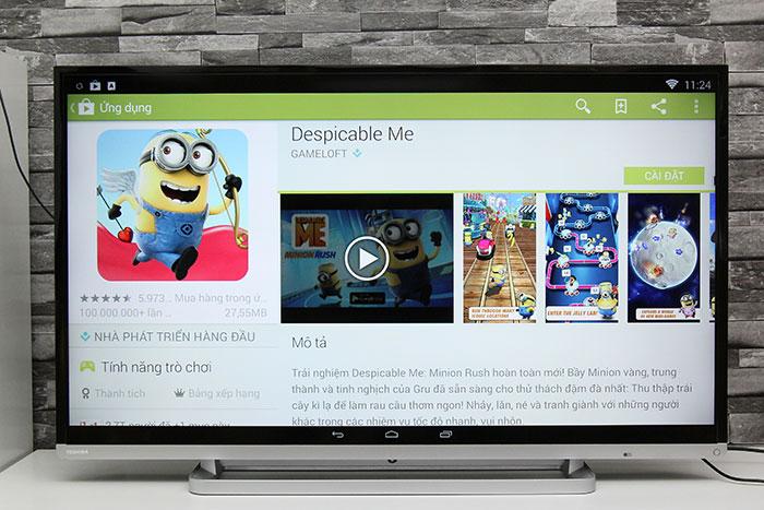 Cách tải ứng dụng trên tivi Toshiba > Chọn vào cài đặt để tải ứng dụng