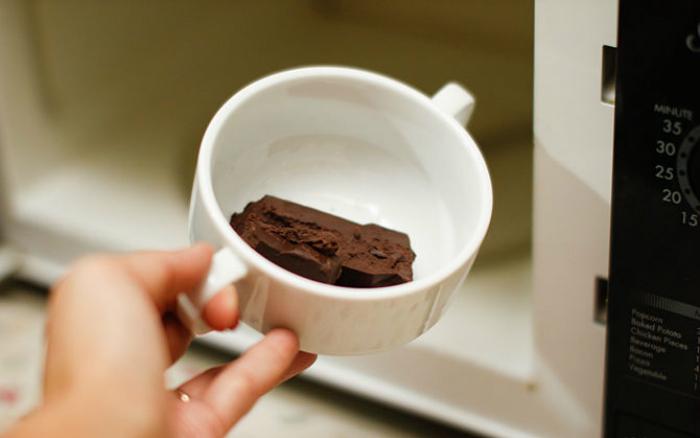 Microwave melts chocolate easily