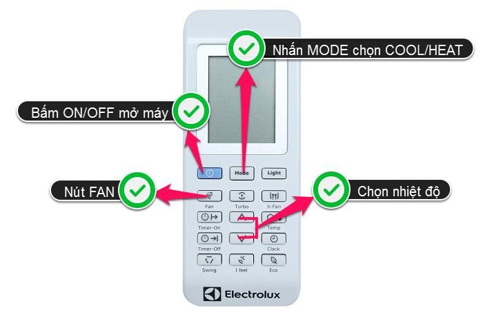 Khởi động chế độ Làm mát và Làm ấm không khí