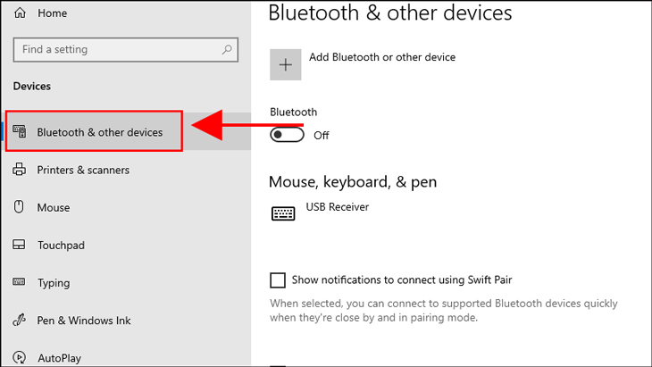 Next, click Bluetooth & other devices to activate Bluetooth.